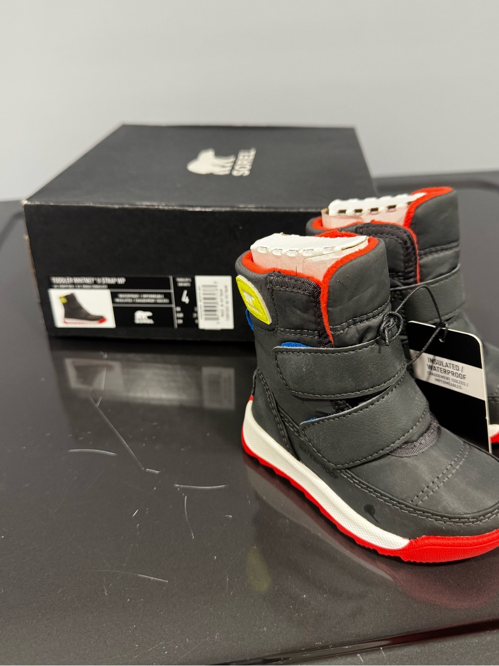Sorel Kids Gray Winter Boots with Red Trim